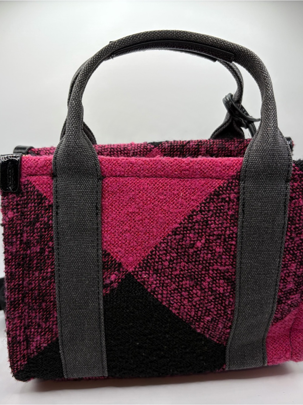 Kurt Geiger Pink & Black Tweed Crossbody Satchel - Picture 3 of 6